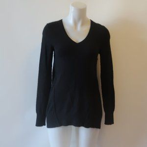 Womens Scoop NYC Black V-Neck Cashmere Knit Sweater S *